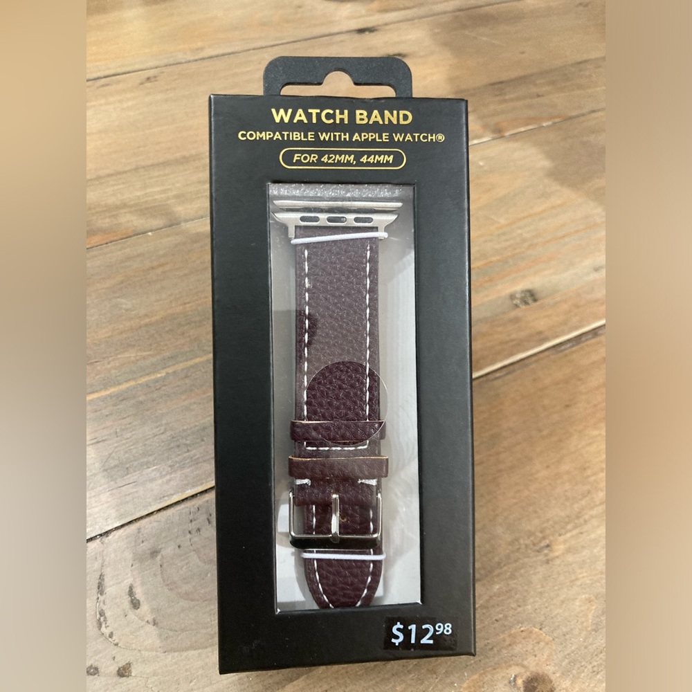 American Exchange Mens PU Leather Watch Band Compatible w/ 42mm 44mm Apple Watch